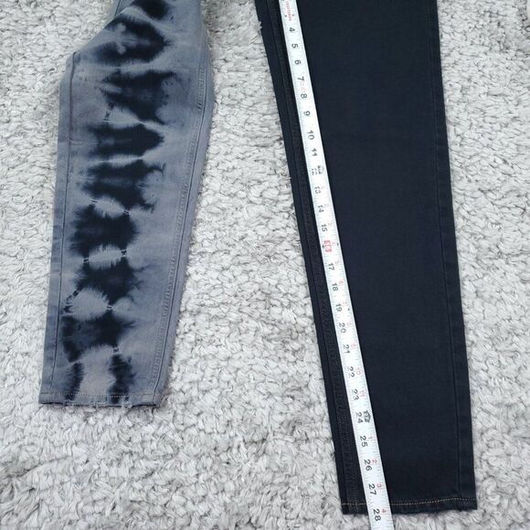 Pacsun Ultra High Rise Slim Jeans Women's Size 24 Two Tone Tie Dye Black Eco - Picture 10 of 10